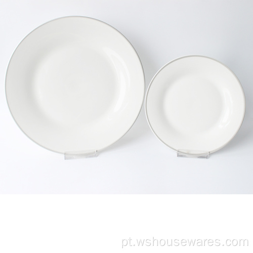 Bacia de macarrão de porcelana pratos brancos cerâmicos placa de restaurante